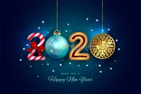 圣诞彩球2020字样设计矢量